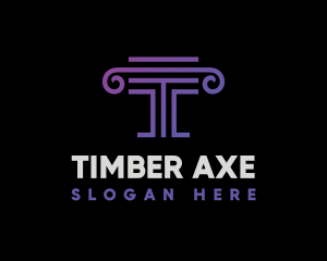 Purple Letter T Pillar logo design