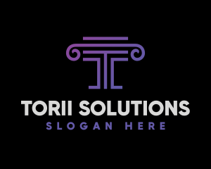 Purple Letter T Pillar logo design