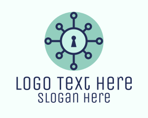 Modern - Blue Keyhole Virus logo design