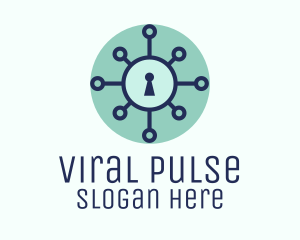 Virus - Blue Keyhole Virus logo design