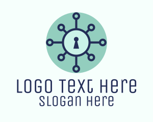 Key - Blue Keyhole Virus logo design