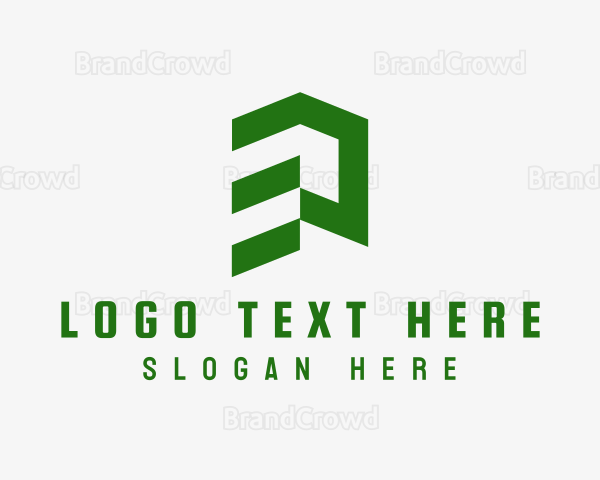 Green Abstract Building Logo