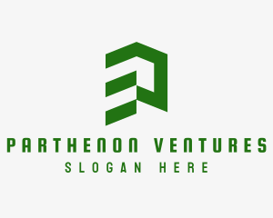 Green Abstract Building  logo design