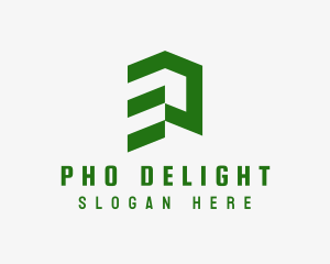 Green Abstract Building  logo design