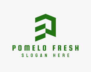 Green Abstract Building  logo design