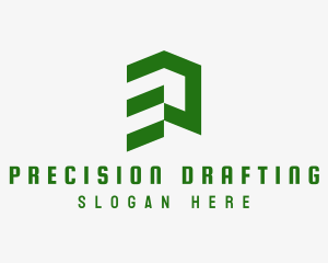 Green Abstract Building  logo design