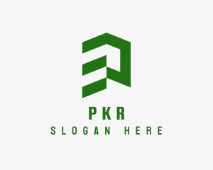 Green Abstract Building  logo design