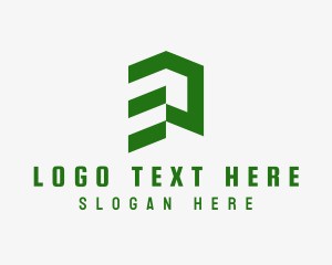 Business Card - Green Abstract Building logo design