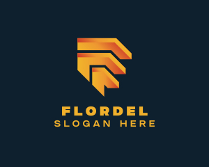 3D Gradient Modern Letter F logo design