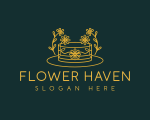 Cake Leaves Flower  logo design