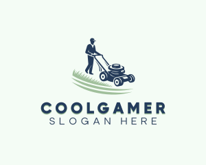 Grass Cutting - Gardener Lawn Mower logo design