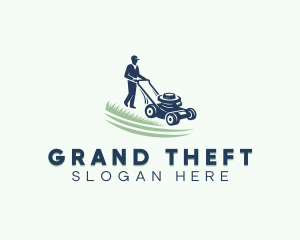 Mowing - Gardener Lawn Mower logo design