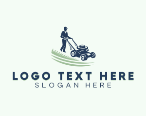 Mowing - Gardener Lawn Mower logo design