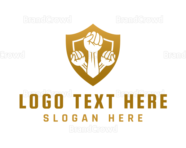 Golden Community Fist Shield Logo