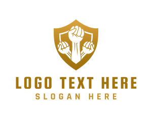 Protect - Golden Community Fist Shield logo design