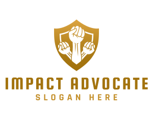 Advocate - Golden Community Fist Shield logo design