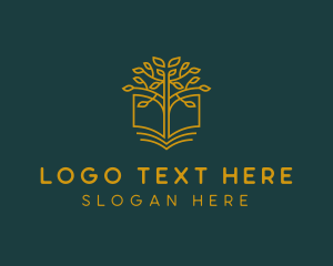 Library - Library Book Tree logo design