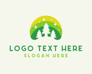 Green Mountain - Pine Tree Forest logo design