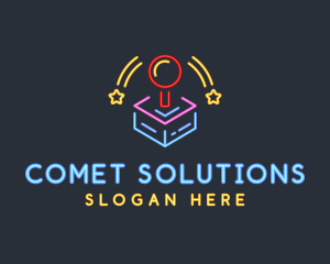 Comet - Neon Arcade Joystick Stars logo design