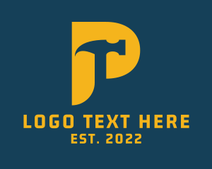 Mallet - Hammer Construction Letter P logo design