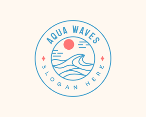 Beach Surfing Wave logo design