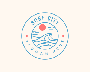 Beach Surfing Wave logo design