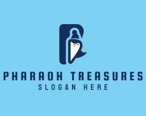 Penguin Animal Letter P logo design