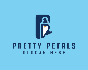 Penguin Animal Letter P logo design