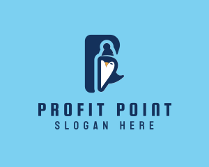 Penguin Animal Letter P logo design