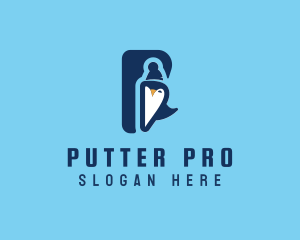 Penguin Animal Letter P logo design