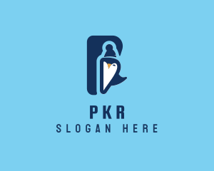 Penguin Animal Letter P logo design