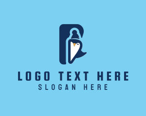 Cartoon - Penguin Animal Letter P logo design