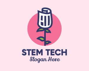Stem - Paper Rose Flower logo design