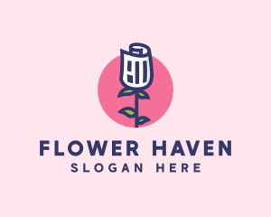 Paper Rose Flower  logo design