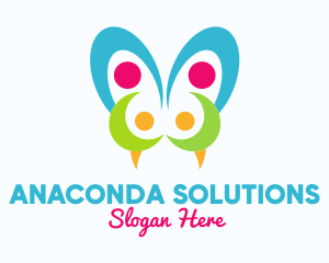 Anaconda - Colorful Viper Butterfly logo design
