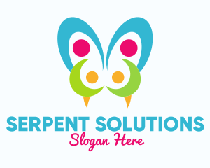 Serpent - Colorful Viper Butterfly logo design