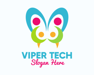 Colorful Viper Butterfly logo design