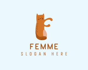 Playful Cat Letter F logo design