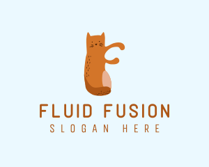 Playful Cat Letter F logo design