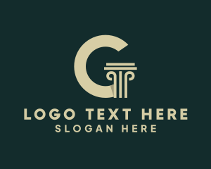 Law - Architectural Greek Pillar Letter G logo design