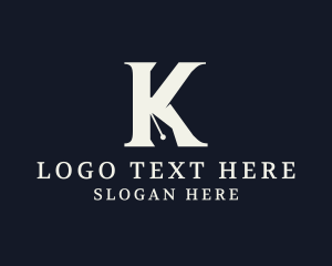 Writing - Pen Nib Letter K logo design