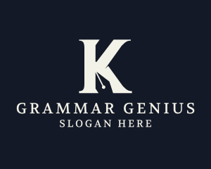 Grammar - Pen Nib Letter K logo design