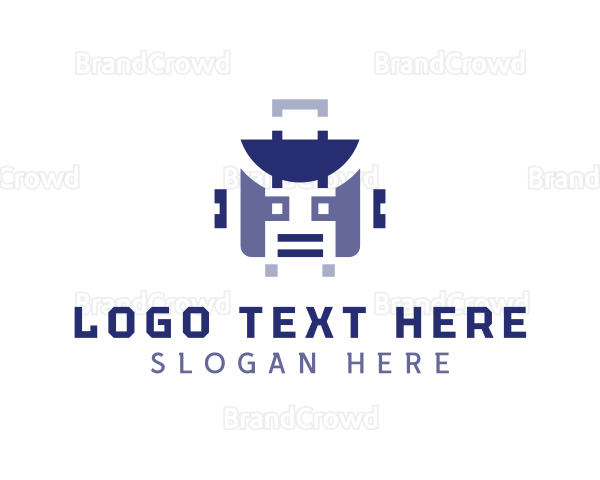 Robot Suitcase Luggage Logo