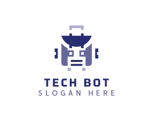 Robot Suitcase Luggage logo design