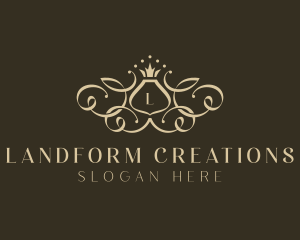 Stylish Crown Shield logo design