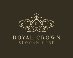 Stylish Crown Shield logo design