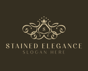 Stylish Crown Shield logo design