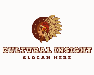 Woman Native American Chief logo design