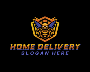 Bee Insect Shield  logo design