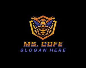 Bee Insect Shield  logo design